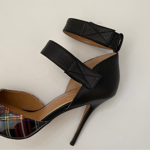 NWOB Jessica Simpson Patent Leather Striped Ankle Strap Heels - Size 8 1/2 - Picture 8 of 8